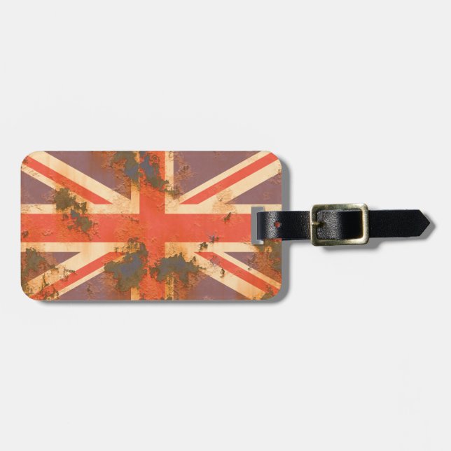 Vintage Rusted United Kingdom Flag Luggage Tag (Front Horizontal)
