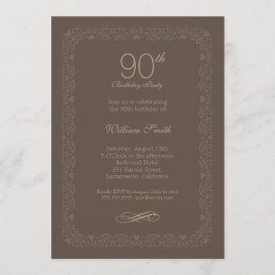 Vintage rustic 90th birthday party Invitations