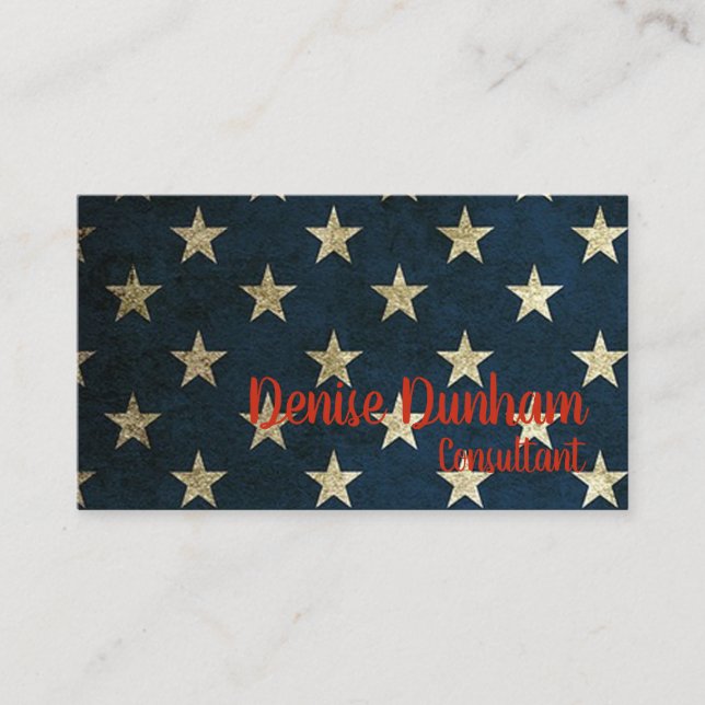 Vintage Rustic American Flag Business Cards (Front)