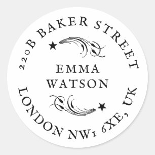 Vintage Rustic Antique Serif Type Classic  Round Sticker