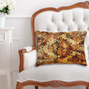 Vintage Rustic Autumn Fall Brown Damask Accent Pillow