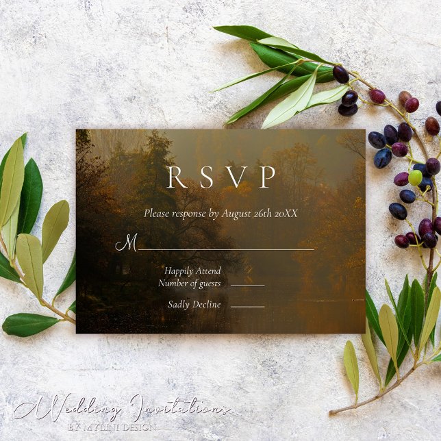 Vintage Rustic Autumn Forest Wedding RSVP Card (Creator Uploaded)
