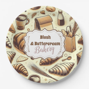 Vintage Rustic Bakery Paper Plate