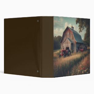 Vintage rustic barn and old tractors binder