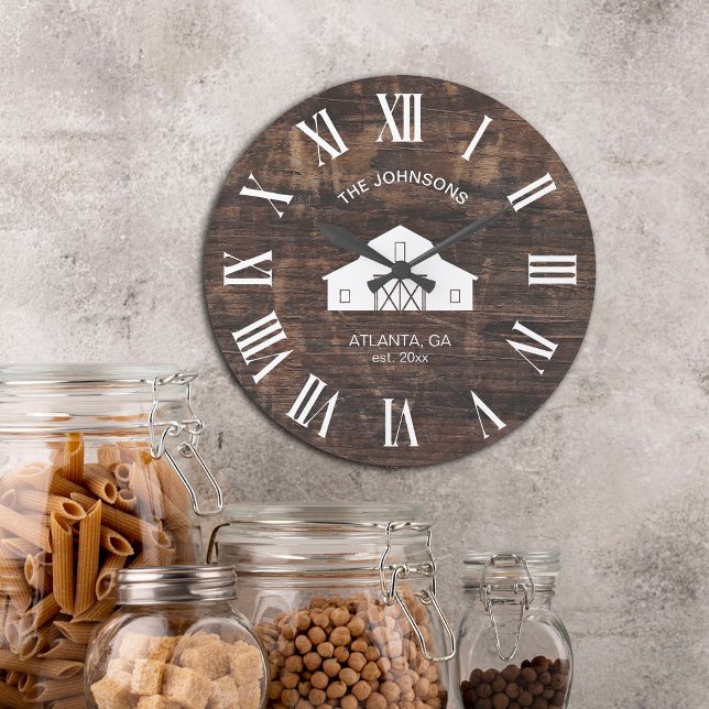 Vintage Rustic Barn Shiplap Family Name Large Clock (Creator Uploaded)