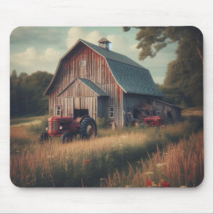 vintage/rustic barn & tractor art mouse pad