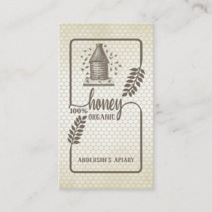 Vintage rustic beehive honey branch business card