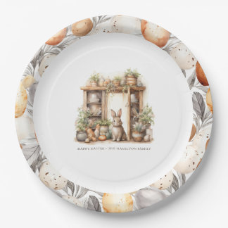 Vintage Rustic Beige Easter Paper Plate