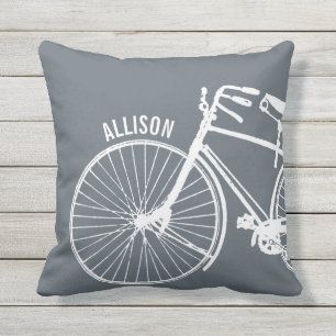 Vintage Rustic Bicycle + Any Color Personalized Throw Pillow