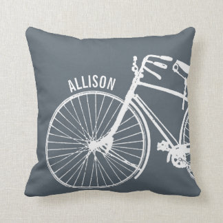 Vintage Rustic Bicycle + Any Colour Personalized Throw Pillow