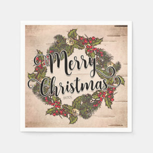 Vintage Rustic Birch Christmas Holiday Party Napkin