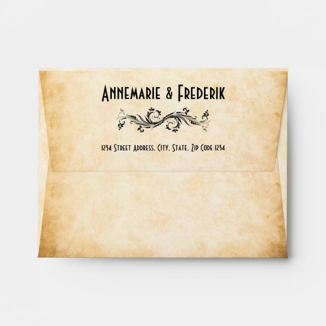 Vintage Rustic Black Flourish Envelope (Back (Top Flap))
