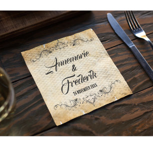 Vintage Rustic Black Flourish Napkin