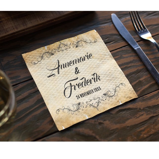 Vintage Rustic Black Flourish Napkin (Creator Uploaded)