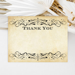 Vintage Rustic Black Flourish Parchment Wedding Card