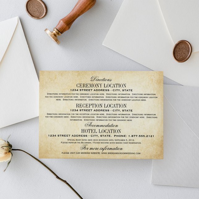 Vintage Rustic Black Flourish Parchment Wedding Enclosure Card (Creator Uploaded)