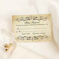 Vintage Rustic Black Flourish Parchment Wedding