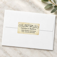 Vintage Rustic Black Flourish Wedding Address