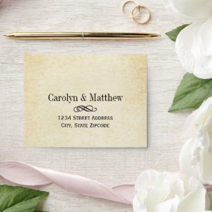 Vintage Rustic Black Flourish Wedding RSVP Envelopes