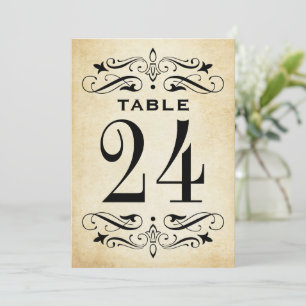 Vintage Rustic Black Flourish Wedding Table Number