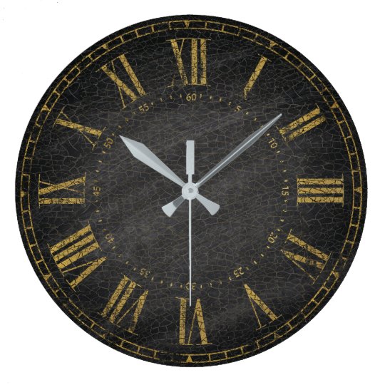 Download Vintage Rustic Black Gold Decorative Roman Numeral Large Clock | Zazzle.ca