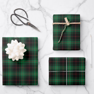 Vintage rustic black green tartan plaid pattern wrapping paper sheet
