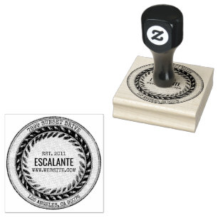 Vintage Rustic Black Wreath Custom Text Rubber Stamp