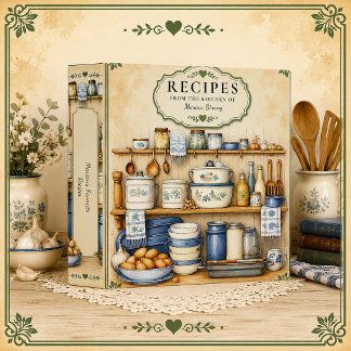 Vintage Rustic Blue & Cream Kitchen Recipe | Binder
