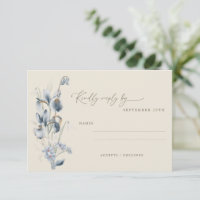Vintage Rustic Blue Floral Minimalist Wedding 