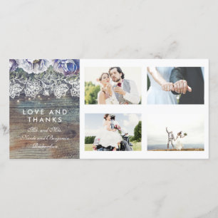 Vintage Rustic Blue Floral Wedding Thank You Card