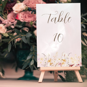 Vintage Rustic Boho Floral Wedding Table Number