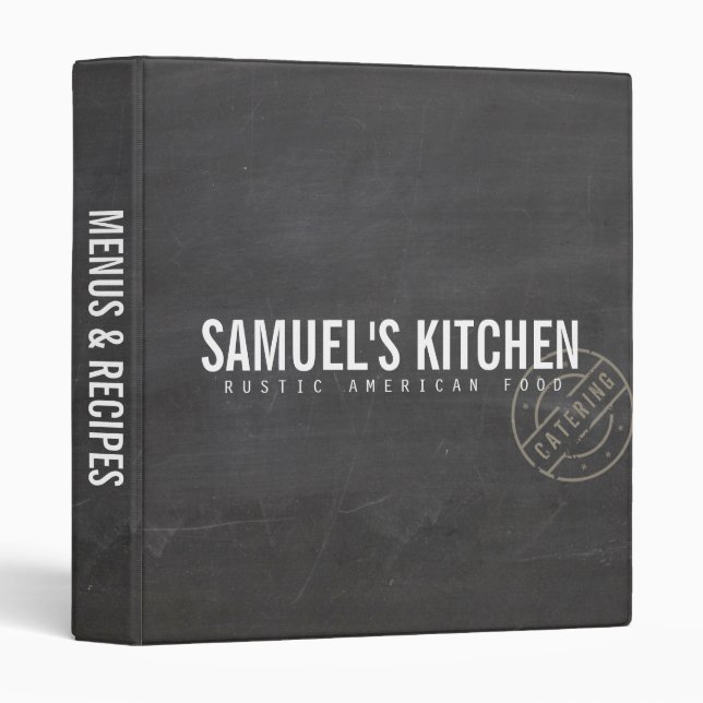 Vintage Rustic Bold Stamped Logo Chalkboard Binder (Front/Spine)