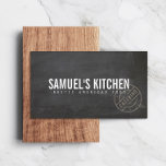 Vintage Rustic Bold Stamped Logo Chalkboard Business Card<br><div class="desc">This designer business card template features a fully customizable name logo and rubber-stamp design element to help brand your business. All elements can be personalized. Rustic and vintage-inspired,  but with a bold,  modern edge. Great for catering companies,  restaurants,  crafters,  bakeries and more. © 1201AM</div>