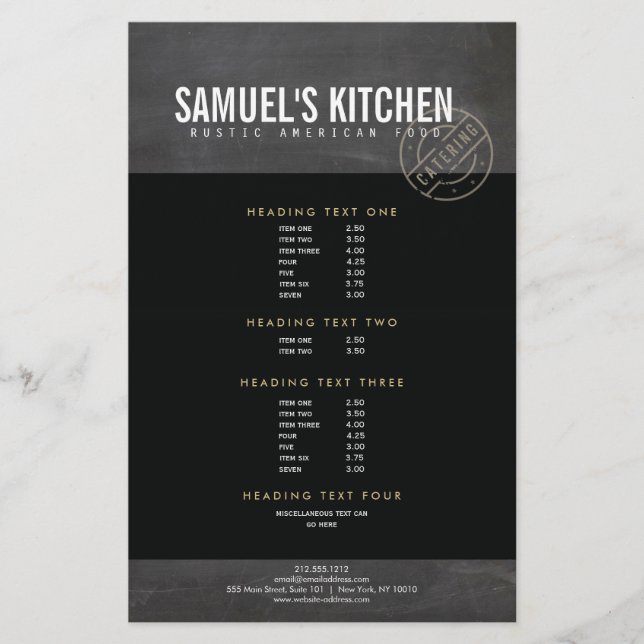 Vintage Rustic Bold Stamped Logo Chalkboard Flyer (Front)