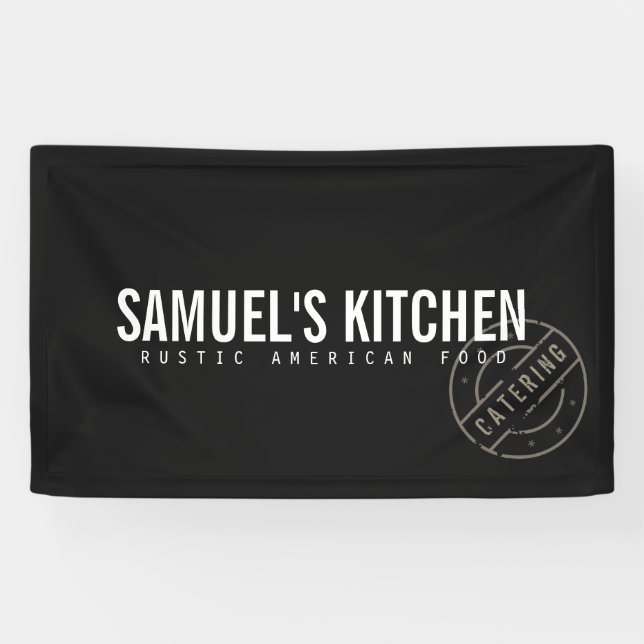 Vintage Rustic Bold Stamped Logo Dark Grey Banner (Horizontal)