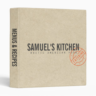 Vintage Rustic Bold Stamped Logo Kraft Look Binder
