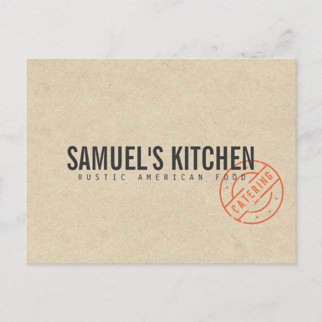 Vintage Rustic Bold Stamped Logo Kraft Look Postcard (Front)