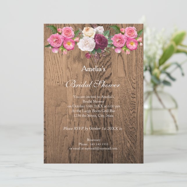 Vintage Rustic Bridal Shower Invitation (Standing Front)