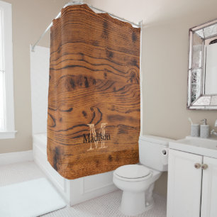 Vintage rustic brown burnt wood Monogram