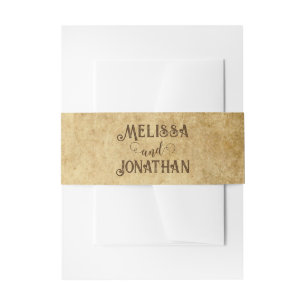 Vintage rustic brown wedding Bride Groom Invitation Belly Band