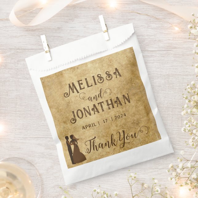 Vintage rustic brown wedding Thank you Favour Bag (Clipped)