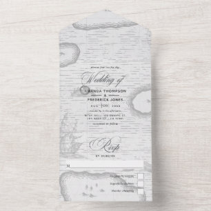 Vintage Rustic Burlap Nautical Wedding All In One  Invitation
