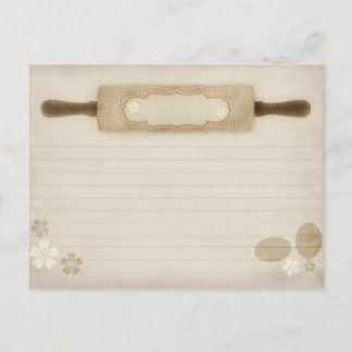 Vintage Rustic Burlap Rolling Pin Recipe Card