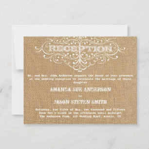 Vintage Rustic Burlap Wedding Reception Invitation