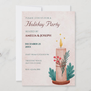 Vintage rustic candle christmas new year invitation