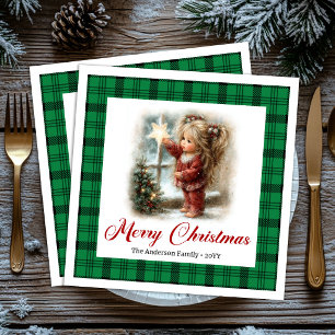 Vintage Rustic Celebration Christmas Scene Napkins