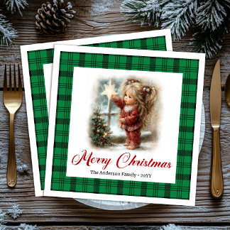 Vintage Rustic Celebration Christmas Scene Napkins