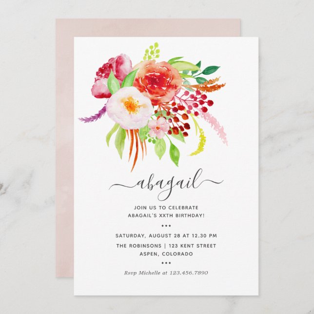 Vintage Rustic Charm Birthday Invitation (Front/Back)