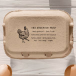 Vintage Rustic Chicken Family Farm Egg Carton Rubber Stamp<br><div class="desc">Easily stamp your egg cartons with your own custom wood art stamp, whether it's your family farm or business. Featuring a hand-drawn chicken illustration with your details in a vintage rustic typography combining serif and handwritten fonts. Simply click on "Personalize this template" and start adding your own farm name and...</div>