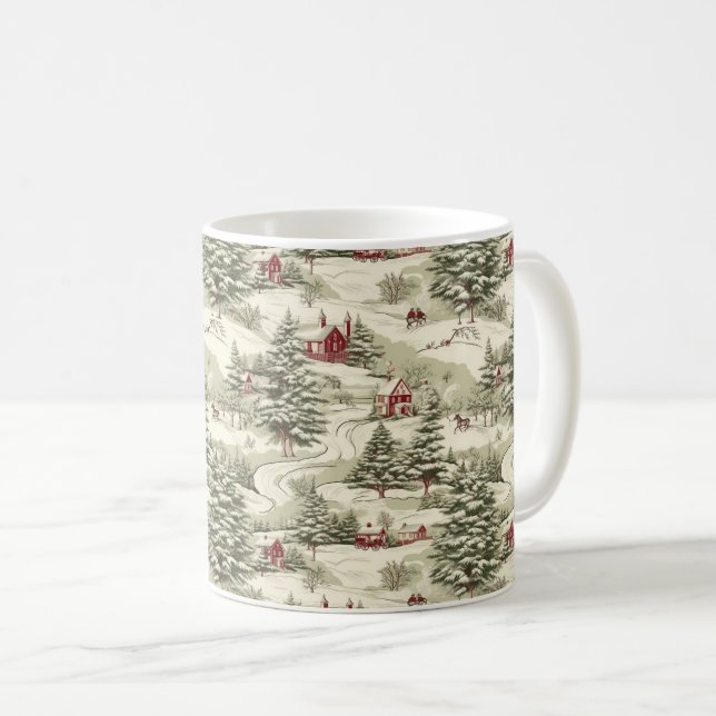 Vintage Rustic Christmas Country Winter Scenery  Coffee Mug (Front Right)